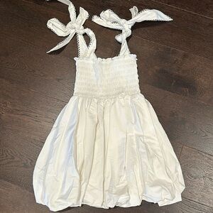 OPT Zenia White Bubble Mini Dress with Tie Straps